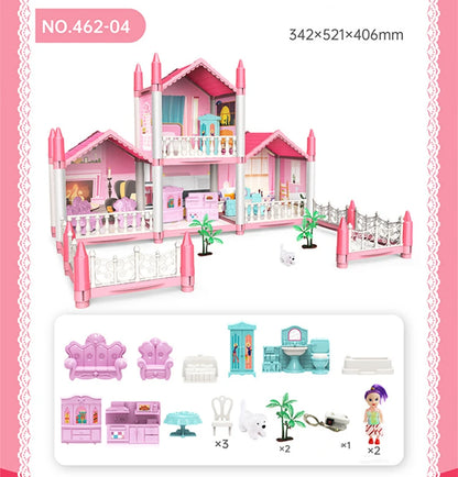 3D DIY sueño princesa Castillo Villa montaje casa de muñecas conjunto juguete niña familia juguete niños música casa de muñecas montaje Villa casa