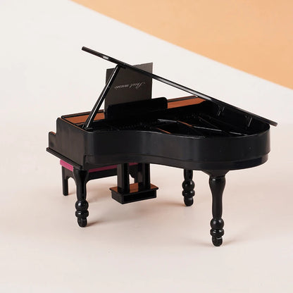 Piano en miniatura para casa de muñecas, modelo de silla de instrumentos con taburete, decoración de muebles de sala de estar, accesorios de juguete, 1:12