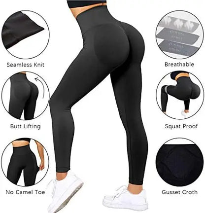 Pantalones de gimnasio de punto sin costuras para mujer, pantalones de Yoga ajustados de cintura alta y caderas, color melocotón, nalgas, cintura alta, 2023