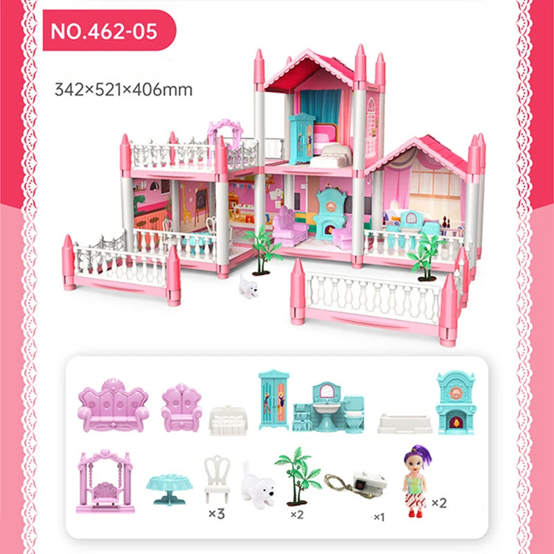 3D DIY sueño princesa Castillo Villa montaje casa de muñecas conjunto juguete niña familia juguete niños música casa de muñecas montaje Villa casa