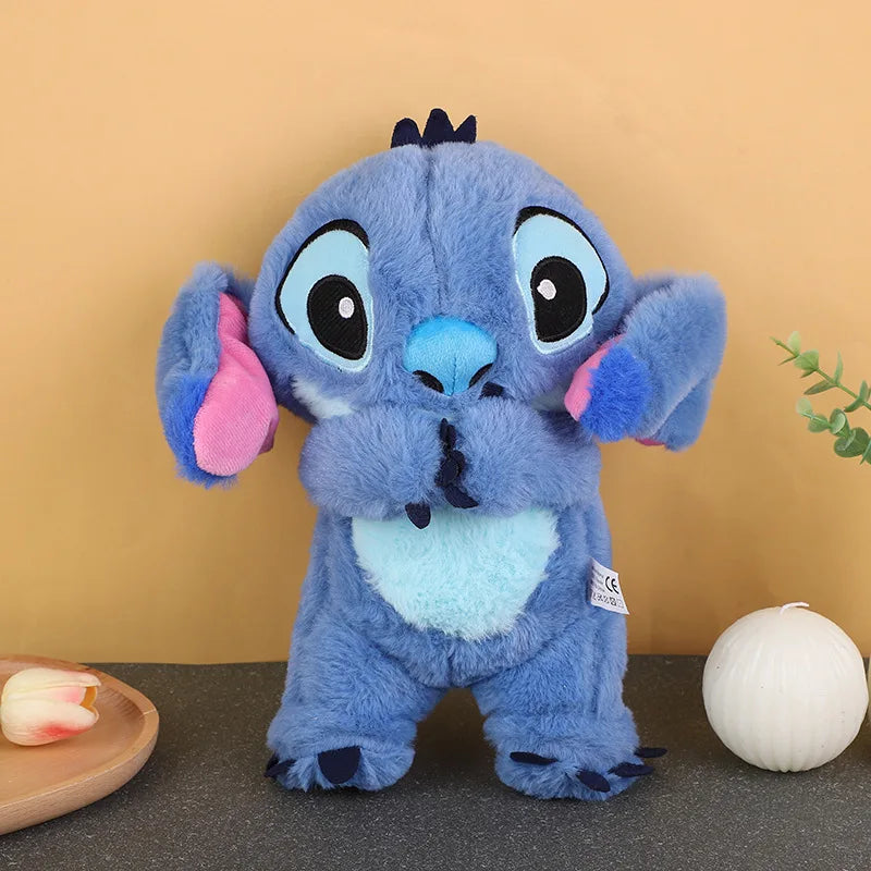 2025 nuevo Lilo & Stitch muñeco de Peluche aliento niño Peluche Kawaii calma juguete Anime bebé música luz juguetes para dormir punto rosa regalos para chico