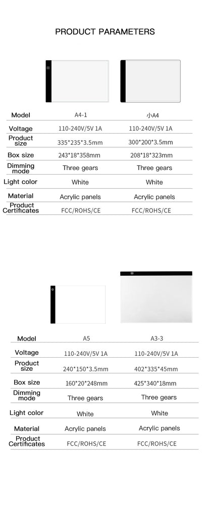 Tablero de copia de dibujo Led de atenuación de 3 niveles para niños, A3, A4, A5, juguete para niños, pintura, crecimiento educativo, regalos creativos para niños