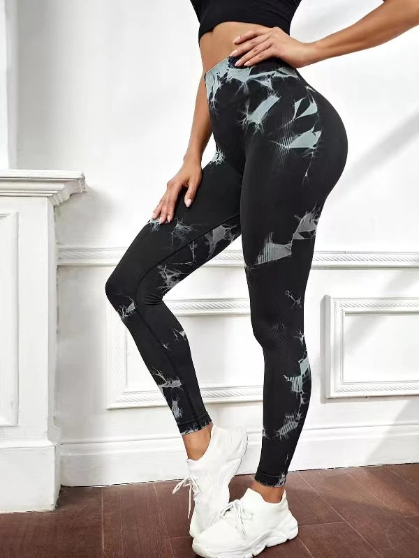 Pantalones de Yoga Tie Dye, mallas deportivas para mujer, mallas Push Up de cintura alta sin costuras para mujer, mallas de entrenamiento para Fitness, ropa de gimnasio 2025 nuevo