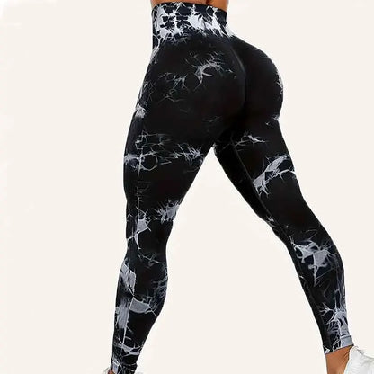 Leggings de entrenamiento sin costuras para mujer, cintura alta, levantamiento de glúteos, deportes al aire libre, Fitness, pantalones de Yoga teñidos anudados